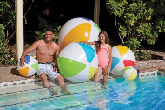 Swim Central 46" White, Blue & Yellow Inflatable 6 Panel Beach Ball